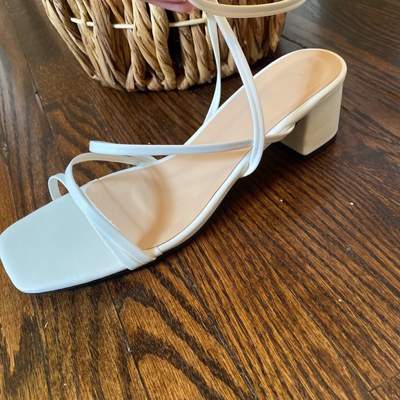 White Block Heel Sandals - Picture 3 of 5